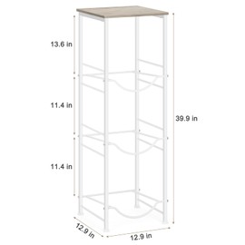 Water Bottle Storage Holder 5 Gallon Drink Dispenser Stand with Table 3-Tier Heavy Duty Water Cooler Jug Rack Water Bottle Organizer for Kitchen, Office, Living Room, Rustic Grey