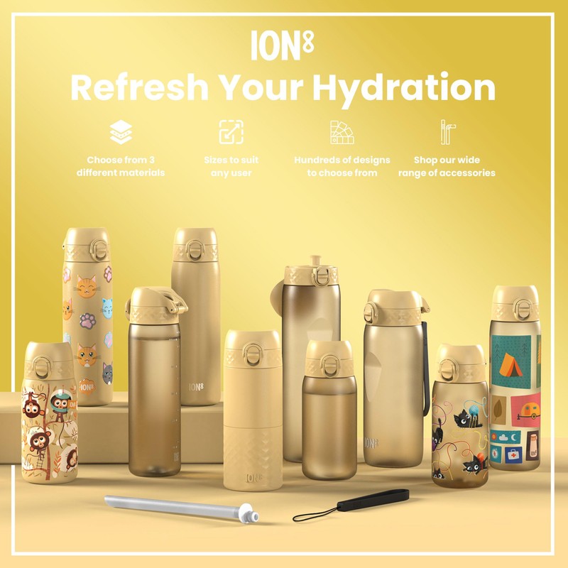 Ion8 Lightweight Steel Water Bottle, 600 ml/20 oz, Non-Insulated, Leak