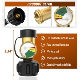 NUPICK Propane Tank Gauge, propane Tank Gauge Level Indicator with QCC1/Type 1 Connector for 5-40lb Propane Tank, Propane Pressure Gauge with Leak Detector Suitable for BBQ Gas Grill, Heater, Fire Pit