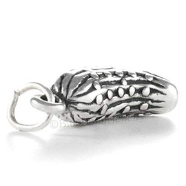 Pickle Charm Food Cucumber Sterling Silver 925 3D - Jewelry Making DIY Crafting Charm Beads for Bracelets