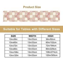 Camino de mesa bohemio con diseño floral, flores rústicas retro, flores de campo, jardín, paisley, bohemio, granja, patrón blanco para decoración de mesa, comedor, café, fiesta, 13 x 60 pulgadas