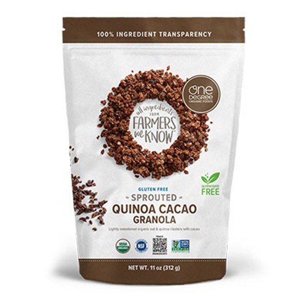 One Degree Organic Sprouted Granola Quinoa Cacao Gluten Free 312g