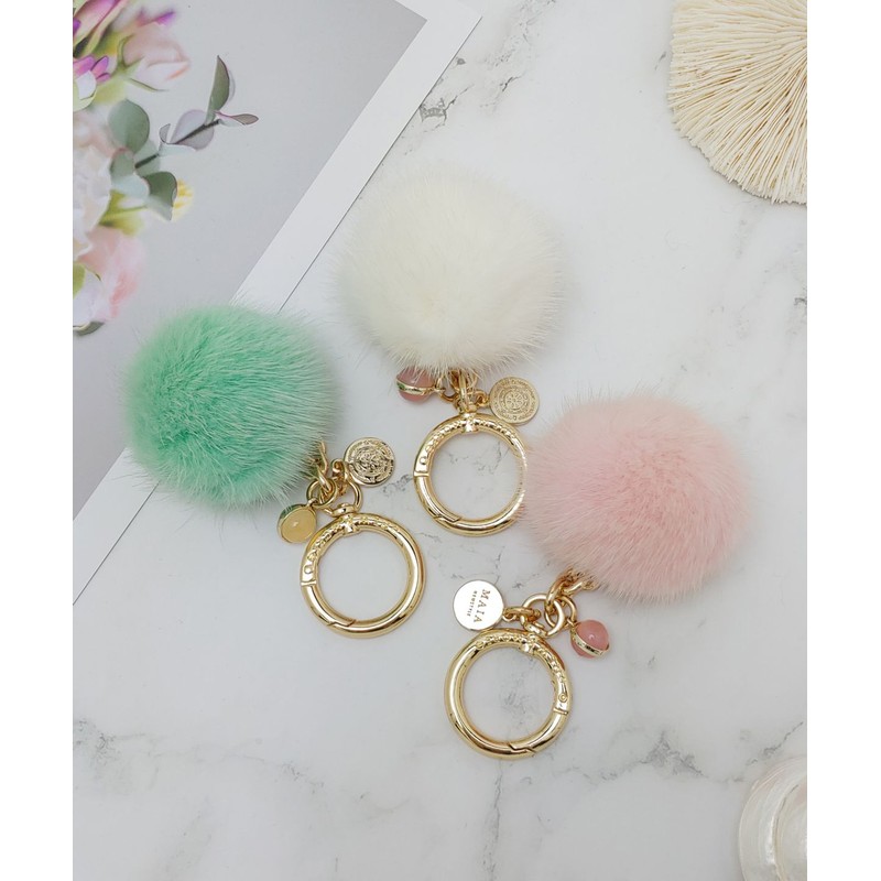 Maia Mya Mink Fur Keyring & Charm Decoration - Mint