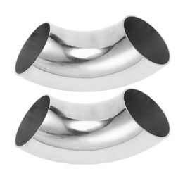 Motoforti 2pcs 90 Degree Mandrel Bend Elbow Car Exhaust Pipe Tubing Piping 2.2" Inch OD Thickness 1.5mm/16GA 57x160x1.5mm 304 Stainless Steel Silver Tone