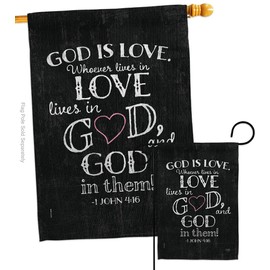 God is Love Garden House Flags Set Religious Bible Verses Bless Faith Thank Hope Pray Christian Religion Small Decorative Gift Yard Banner Made In USA 28 X 40