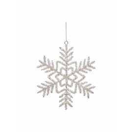 Serene Spaces Living Set of 6 Clear Hanging Glass Beaded Snow Flake Ornaments, Christmas Tree Ornaments, Glitter Ornaments for Holiday Decorations, Winter Themed Wedding, Measures 6" Diameter