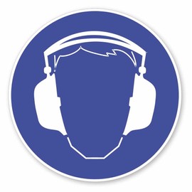 Mandatory Sticker Use Hearing Protection I hin174 I Diameter 9 cm I Mandatory Note Safety Sign Mandatory Sign Hearing Protection Wear Ears Protect Small Blue