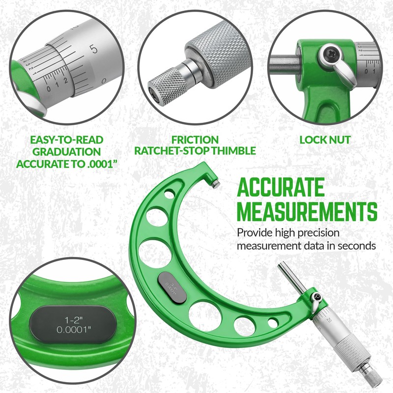 Premium Outside Micrometer Set 0-4" / 0.0001" (0-1"/1-2"/2-3"/3-4") Precision Machinist