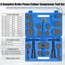 MOSTPLUS Universal Disc Brake Caliper Wind Back Tool and Piston Compression Sets-26 Pieces (Blue)