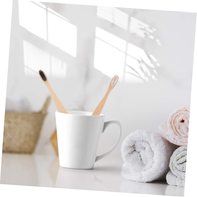 IWOWHERO 2Pcs Bamboo Toothbrushes with Soft Bristles for Adults Natural