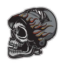 WickedGoodz Welder Skull Vinyl Decal - Flames Bumper Sticker - for Laptops Tumblers Windows Cars Trucks Walls