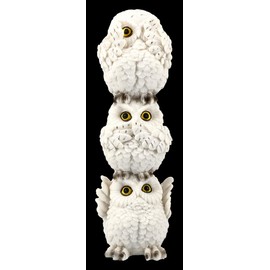 Three Wise Snow Owls Figures See Nothing, Hear Nothing, See Nothing as Totem Animal Figures, Decorative Items, Decorative Figure, Height 20 cm