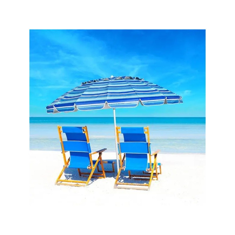 8 Ft UV Protected Beach Umbrella with 16-Ribbed Windproof FrameColor: