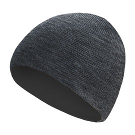 Rosoz Reversible Unisex Knitted Winter Beanie Skull Cuffed Warm Soft Hat for Men and Women Ski Watch Cap Black/Dark Grey