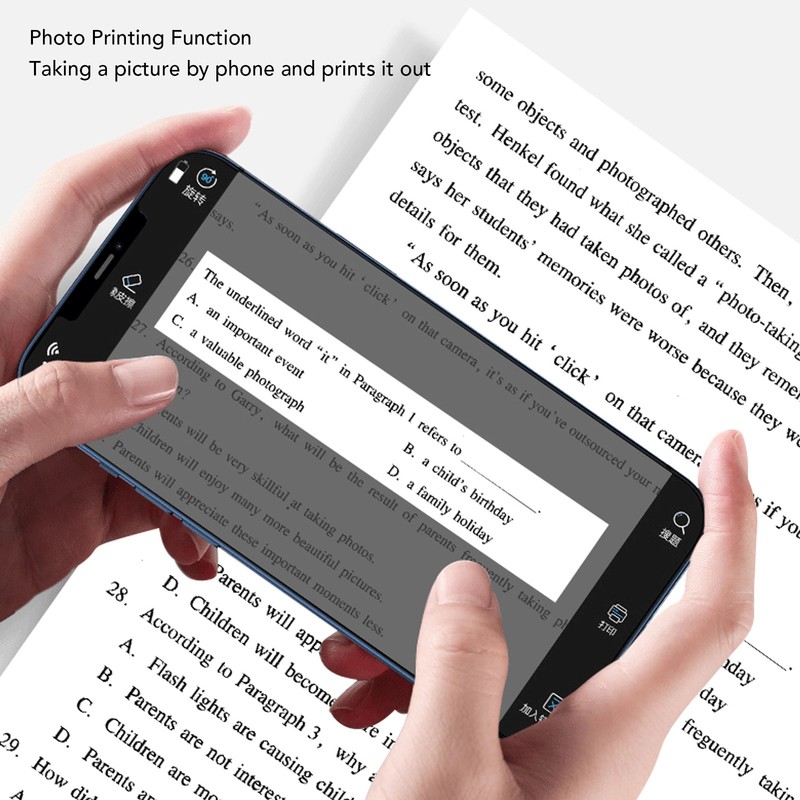 Pocket Thermal Printer with 5 Roll Paper Wireless HD Print