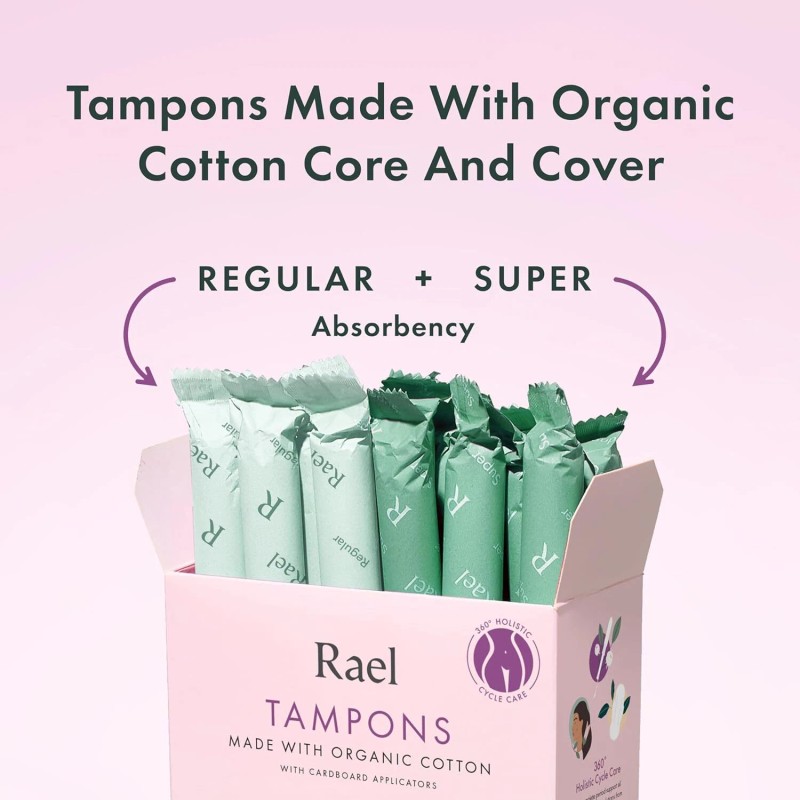 Rael Cardboard Applicator Tampons made with Organic Cotton (36 Count,