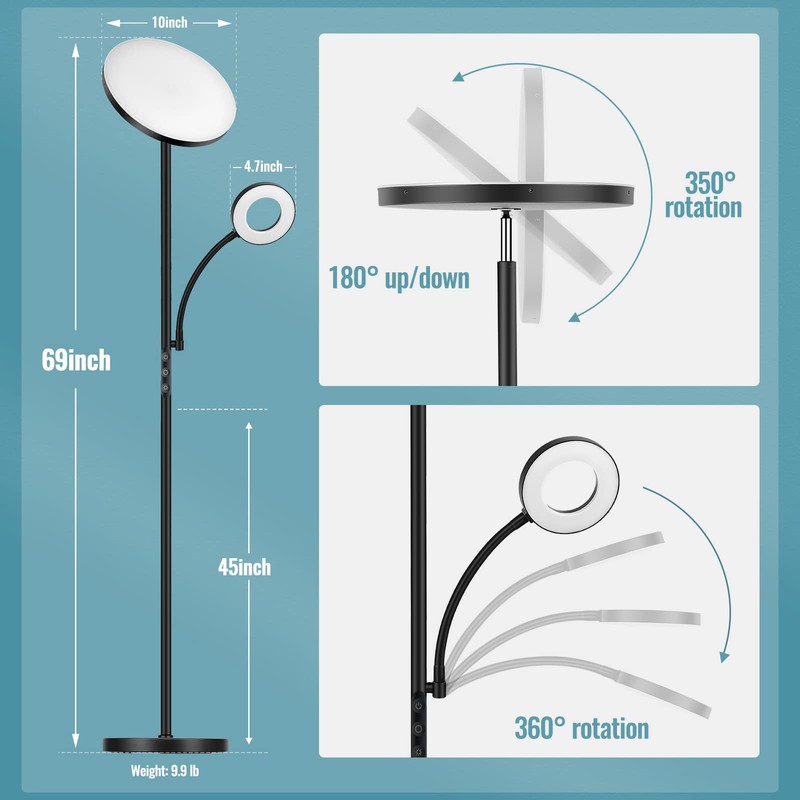 marctronic Floor Lamp, Upgraded 42W 4000LM Super Bright LED Floor