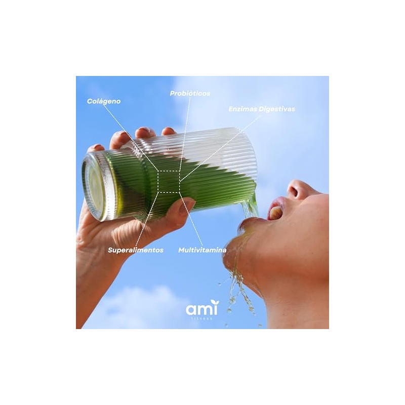Ami Glow Greens Jugo Verde Polvo Colágeno Probióticos Superfoods Enzimas