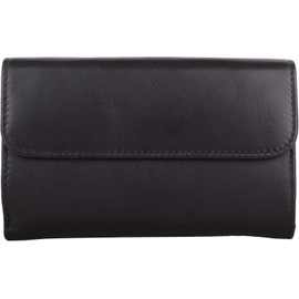 Women Genuine Leather Envelope Style Purse Wallet - Black