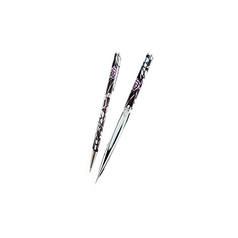 Pen & Letter Opener Set with Mackintosh Pink Rose Design