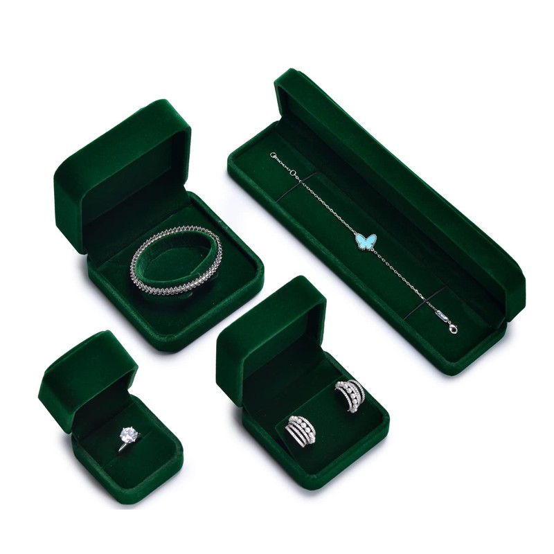 Oirlv Luxury Velvet Bangle Box in Dark Green Jewellery Storage