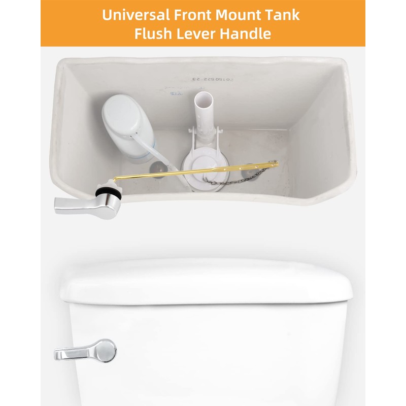 Hibbent Universal Metal Front Mount Toilet Handle Replacement Kit, Brass