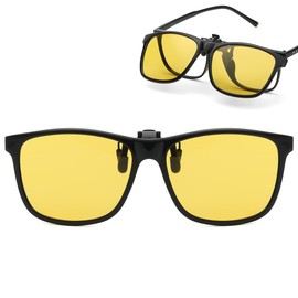 Musivon Sunglasses Attachment Glasses - Polarised Clip Glasses Attachment for Glasses Wearers, yellow