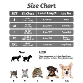 FAYOGOO Cat Harness and Lead Set, Cat Harness for Walking Escape Proof, Adjustable Cat Lead and Harness Set Lifetime Replacement, Easy Control Breathable Cat Leash with Reflective Strip (Grey, L)