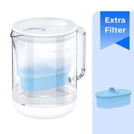 Waterdrop [Alkaline] Waterdrop Glass Alkaline Water Filter Pitcher with 2 Filter, Clear