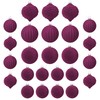 Pack of 25 Plastic Velvet Christmas Baubles, Velvet, Magenta, Purple,