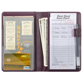 CoBak CoBak Server Book C Compact Organizer with Clear and Money Pockets, Pen Holder, Fits Apron Perfectly, Leather Waitress Book