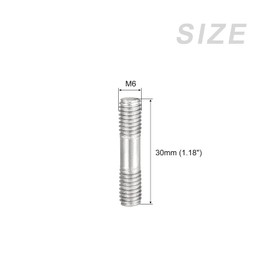 METALLIXITY 20pcs 304 Stainless Steel Double End Stud Screw Rod Bolt with Double Threaded M6 Screw 30mm Length for Home Repair