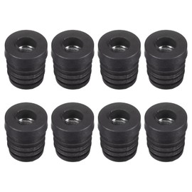 Sourcing Map 8Pcs M8 Threaded Plastic Black Tube End Cap Plugs for 19mm/0.75" Round Tube