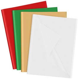 Bouiexye 70 Sheets Christmas Tissue Paper, 20 x 14.5 inches Multicolor Tissue Paper Bulk Gift Wrapping for DIY Art Craft Christmas Party Festival（Red,Green,White,Silver,Gold）