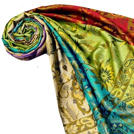 Lorenzo Cana Luxury Men's Scarf Jacquard Woven 100% Silk Paisley Pattern Silk Scarf Colourful Multicoloured 7864311, Colourful, red-turquoise-green