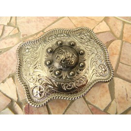 Horseback Riding Cowboy Silver Belt Buckle, Horse Buckle, Womens Mens Kids Western Concho