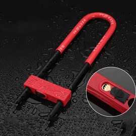 U Lock-Bicycle Combination U-Lock - Four Position Combination Padlock - Long Shackle Padlock - with Adjustable Shackle - Suitable for Bicycles, Electric Bikes, Mountain Bikes, Glass Doors