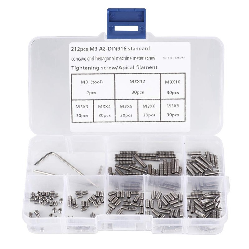 Hilitand A2-DIN916 Hex Socket Set Screw, Stainless Steel, M3 x