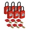 Brady (CPT-RED-25PL-KD6PK) SafeKey Nylon Lockout Padlock - Compact with Nylon