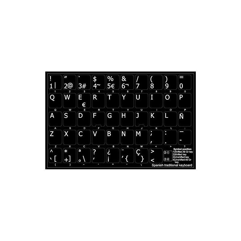 4Keyboard Spanish (Traditional) Non-Transparent Keyboard Labels ON Black Background for