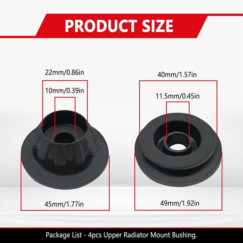 Icyhaws 4PCS Car Radiator Mount Bushing, Rubber Radiator Bracket Compatible