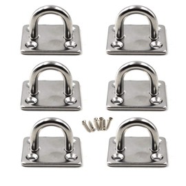 M5 Ceiling Hook Pad Eye Plate 304 Stainless Steel Wall Mount Hook Heavy Duty for Hanging (Pack of 6,Screws Included)