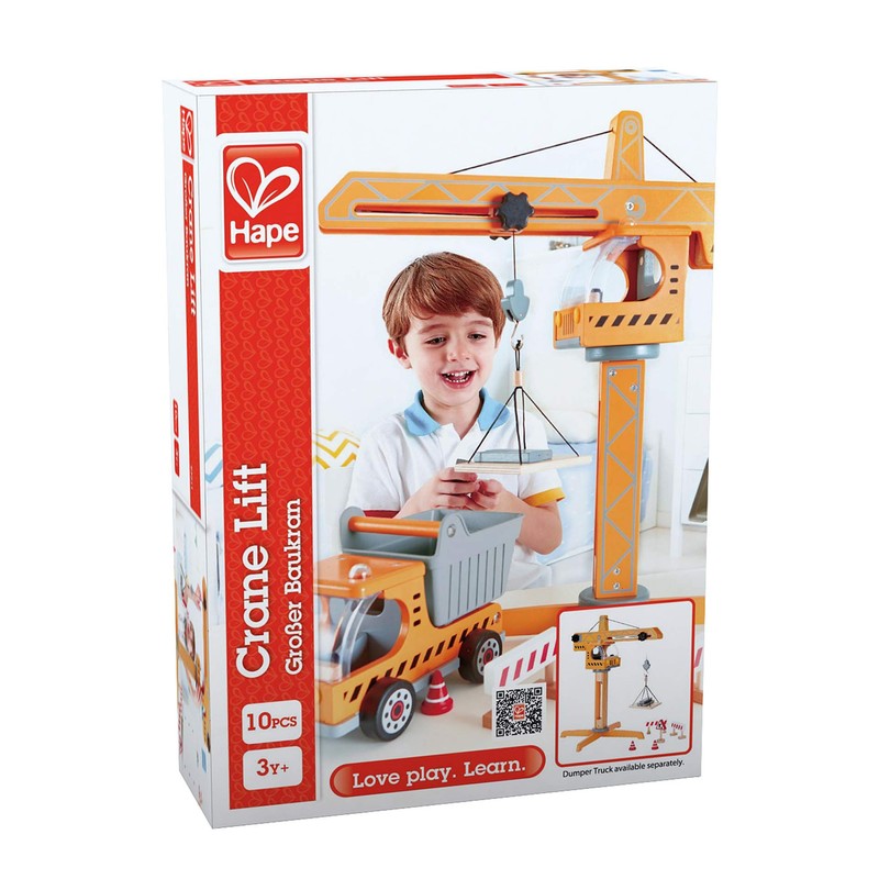 Hape Playscapes Crane Lift Playset| Construction Truck Vehicle Playset for