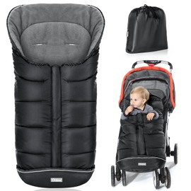 Orzbow Universal Footmuff for Stroller, Winter Warm Baby Stroller Bunting Bag, Waterproof Windproof Warm Polar Fleece Lined for Toddler Stroller Sleeping Bag, Black