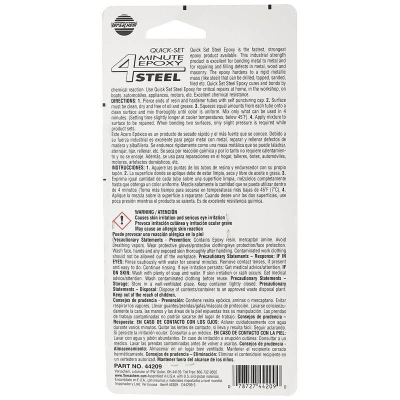 Versachem 44209 4-Minute Steel Epoxy - 2 oz.