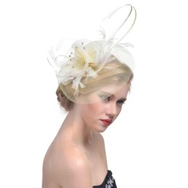 Women's Fascinator Hat Flower Banquet Mesh Hat Feather Hair Clip Elegant Hair Clips Vintage Hair Clip Fancy Dress Headband Wedding Hair Accessories Carnival Party Hat Cocktail Party Tea