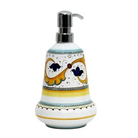 PERUGINO: Liquid Soap/Lotion Dispenser with Chrome Pump (Medium 20 OZ) - Handpainted in Italy. Shipped from The USA with Certificate of Authenticity.