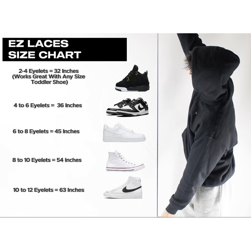 EZ shoelace's 1 Pack, White, 54 Inches