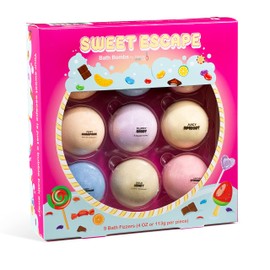 Sweet Escape Candy Fruity Juicy Sweet Treat Bomb Bath Fizzers Bath Bomb Gift Set for Women - 9 Large Bath Bombs Aromatherapy Luscious Fragrance Bath Gift Set