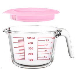 2-Cups Glass Measuring Cups with Lids Set, Measuring Jugs with Handle Liquid Measuring Cups Kitchen Mixing Bowl